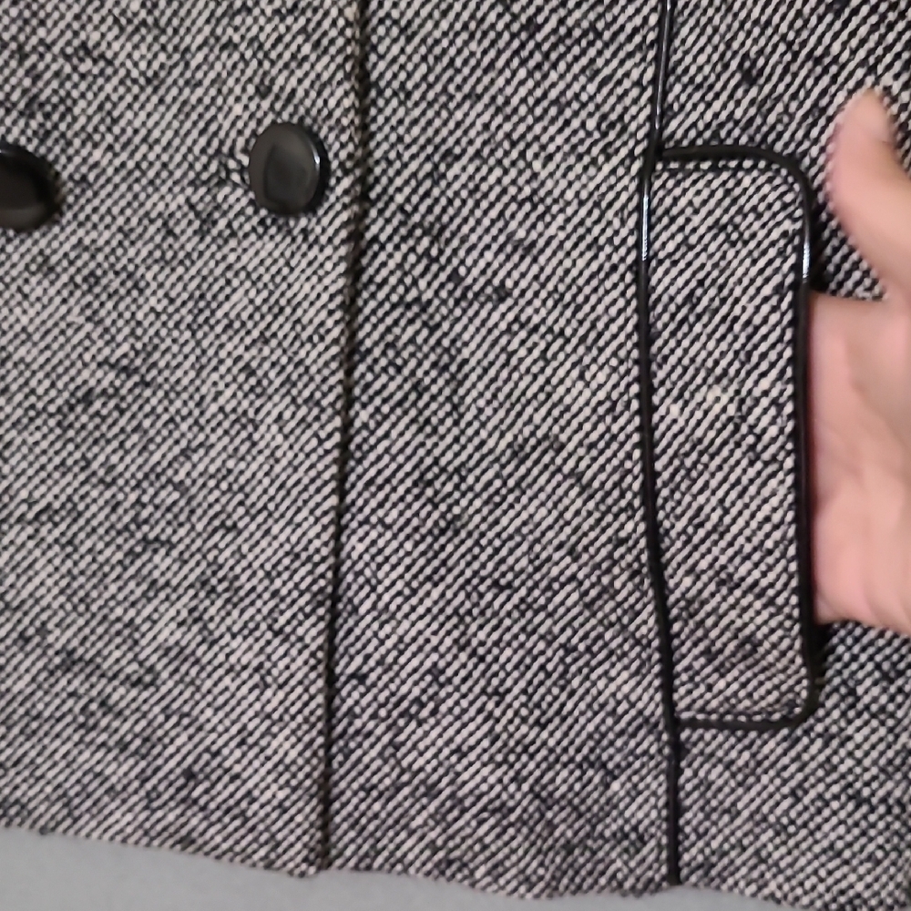 BANANA REPUBLIC Black and White Lined Peacoat Classic Wool-Blend Jacket - Size 6 - Picture 2 of 14